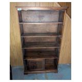 Wood Bookcase w/ Sliding Doors On Bottom