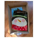Snowman Serving Dish & Poinsettia Trivet
