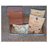 Doll Size School Desk + Primitive Pillow Decor