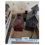 (3) Tin Houses Candle Holders
