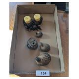 (3) Ceramic Quail + Other Decor