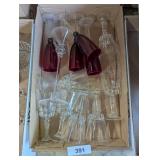 (4) Ruby Red Wine Glasses & Other Stemmed Glasses