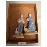 (2) Cottage Core Ceramic Man & Woman w/