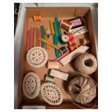 Vintage Wooden Spools, Measuring Clips, +