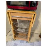 Rolling Cart w/ Butcher Block Top & Drawers