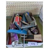 Flashlight, Bug Spray, Funnel, Caulk &