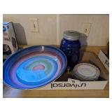 Large Ceramic Serving Bowl, Glass Drink Dispenser,