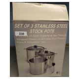 Stainless Steel Stock Pots Set of Three