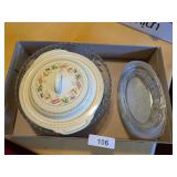 Vintage Lidded Floral Casserole, +