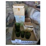 (4) Sets of (4) Green Glasses