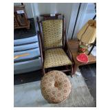 Vintage Rocker & Non-matching Footstool -*