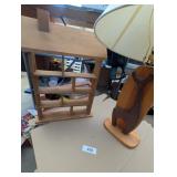 Wooden Lamp & Wooden House Shaped Trinket Shelf