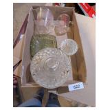(2) Glass Measuring Cups, Candy Dish w/ Lid, +