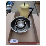 Vintage West Bend Electric Coffee Pot & SS Bowls