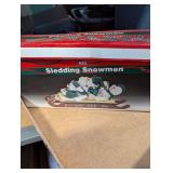 Holiday Sledding Snowmen Decorative Figurine