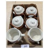 (4) Soup Crocks w/ Carriers & (4) Soup Mugs
