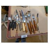 Wood Handle Flatware Serving Set, Vintage Knives