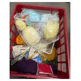 Box of Yarn & Quilting Fabric