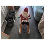 Plush Santa Claus w/ Wooden Sled