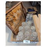 Vintage Glasses & Vintage Wooden Tray