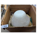 Anchor Hocking Milk Glass Punch Bowl w/