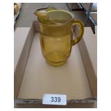 Vintage Amber Gold Glass Pitcher
