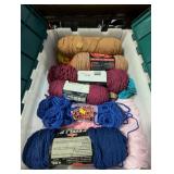 Assortment of Yarn in Tote w/ Lid