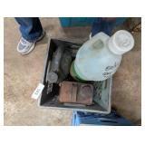 Plastic Milk Crate w/ Windshield Washer Fluid, +