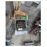 Small Metal Rolling Cart w/ Assorted Bolts