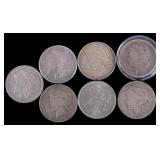 ASSORTED 90% SILVER MORGAN/ PEACE DOLLARS - (7)