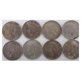 ASSORTED 90% SILVER LIBERTY PEACE DOLLARS - (8)