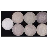 ASSORTED 90% SILVER U.S. MORGAN DOLLARS - (7)