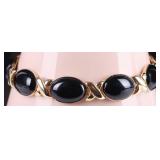 14K YELLOW GOLD LADIES BRACELET W/ ONYX STONES