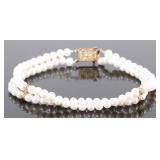 VINTAGE 14K YELLOW GOLD WHITE PEARL BRACELET