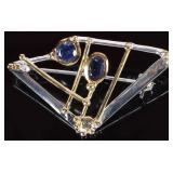 STERLING SILVER LADIES BROOCH W/ TOPAZ IOLITE MORE