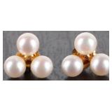14K YELLOW GOLD PEARL LADIES EARRINGS