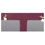 14K YELLOW GOLD LADIES EARRINGS W/ PEARL & PERIDOT