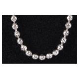 14K WHITE GOLD ETCHED BEADED NECKLACE
