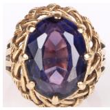 16.0 X 12.0MM PARTI SAPPHIRE 10K YELLOW GOLD RING