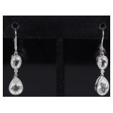 14K WHITE GOLD DIAMOND TOPAZ LADIES EARRINGS