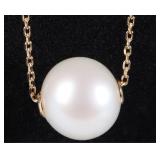 14K YELLOW GOLD PEARL LADIES NECKLACE