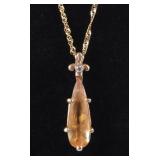 SPINEL & DIAMOND 14K YELLOW GOLD LADIES NECKLACE