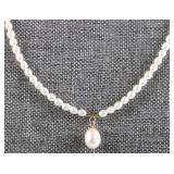 ELEGANT 14K YELLOW GOLD LADIES PEARL NECKLACE