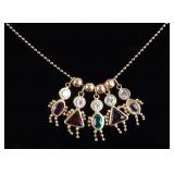 14K YELLOW GOLD NECKLACE W/ CHARM PENDANTS