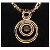 14K YELLOW GOLD LADIES NECKLACE W SAPPHIRE PENDANT