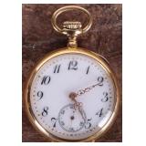 14K YELLOW GOLD POCKET WATCH ORNATE FACE