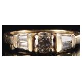 14K YELLOW GOLD LADIES RING W/ FIVE DIAMONDS