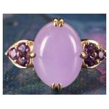 14K YELLOW GOLD LADIES RING LAVENDAR JADE SPINEL