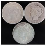 PEACE SILVER US DOLLARS 1922 & 1923 LOT OF THREE