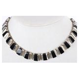 STERLING SILVER ONYX SOUTHWESTERN STYLE NECKLACE